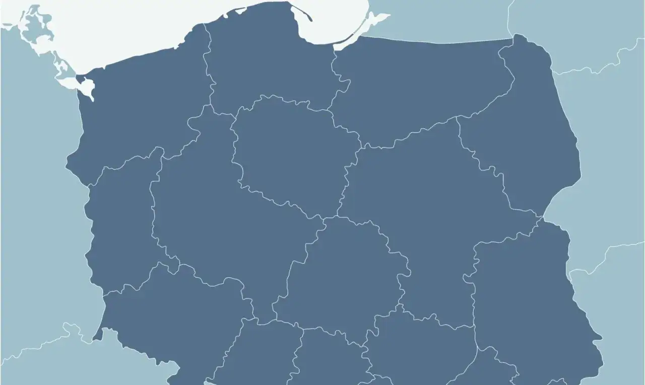 Mapa Polski z zarobkami spedytorów w województwach