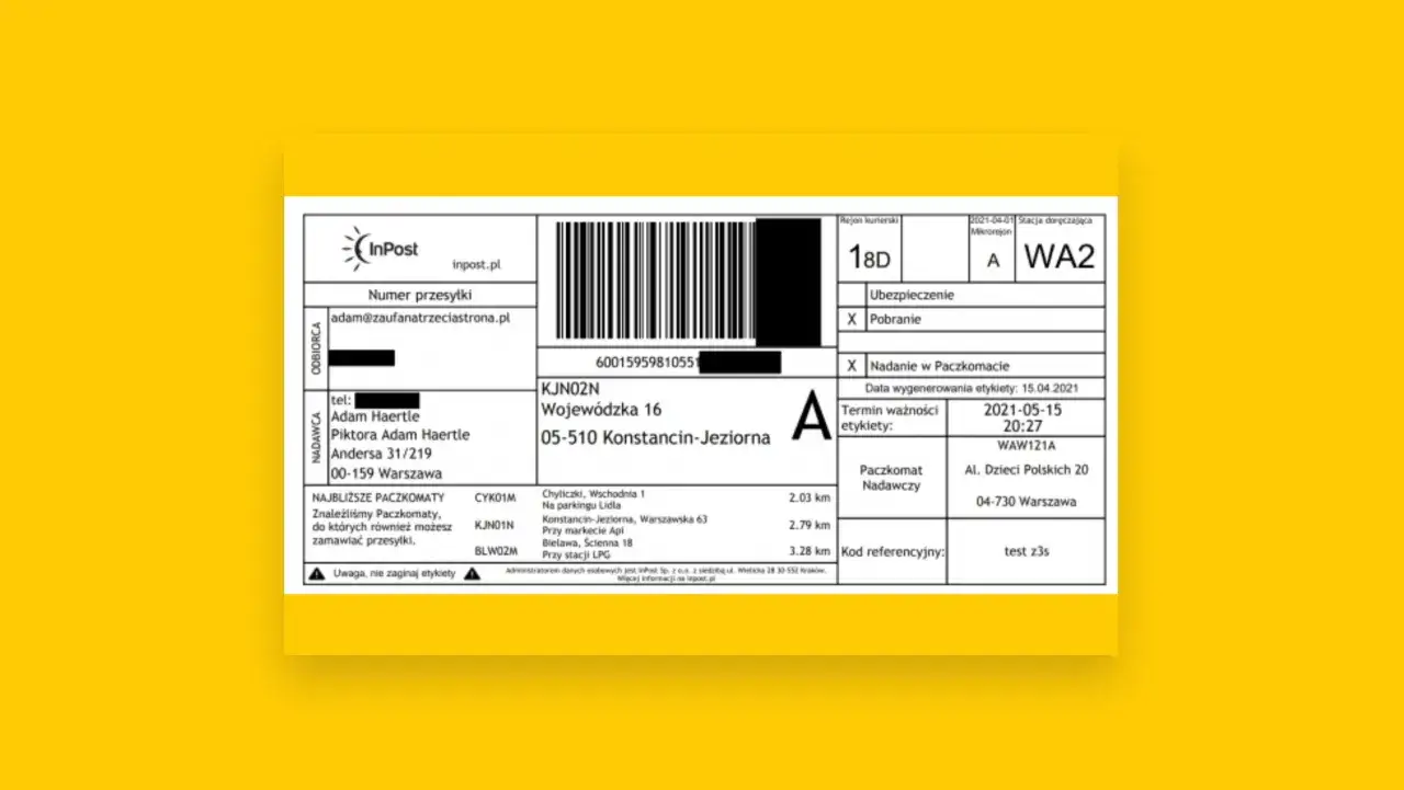 etykieta inpost na paczce
