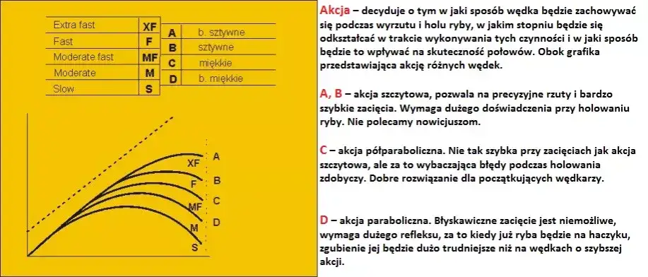 Akcja wędki grafika porównanie
