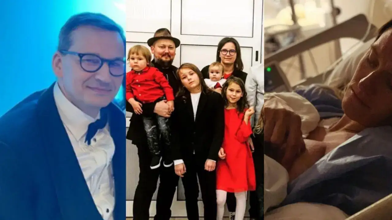 Sekrety wychowania bezstresowego w domach polskich gwiazd show-biznesu: polityk w garniturze, rodzina z dziećmi i kobieta w łóżku szpitalnym.