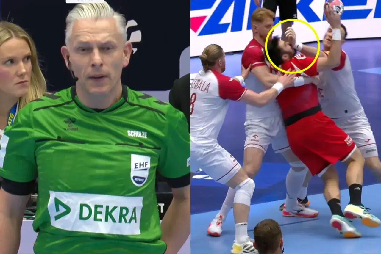 Sędzia w zielonej koszulce obserwuje zmagania zawodników. Co jeśli bramkarz dostanie czerwoną kartkę?