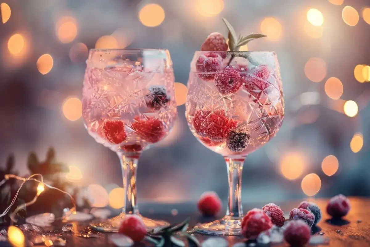 kolorowy mocktail żurawinowy z owocami i miętą