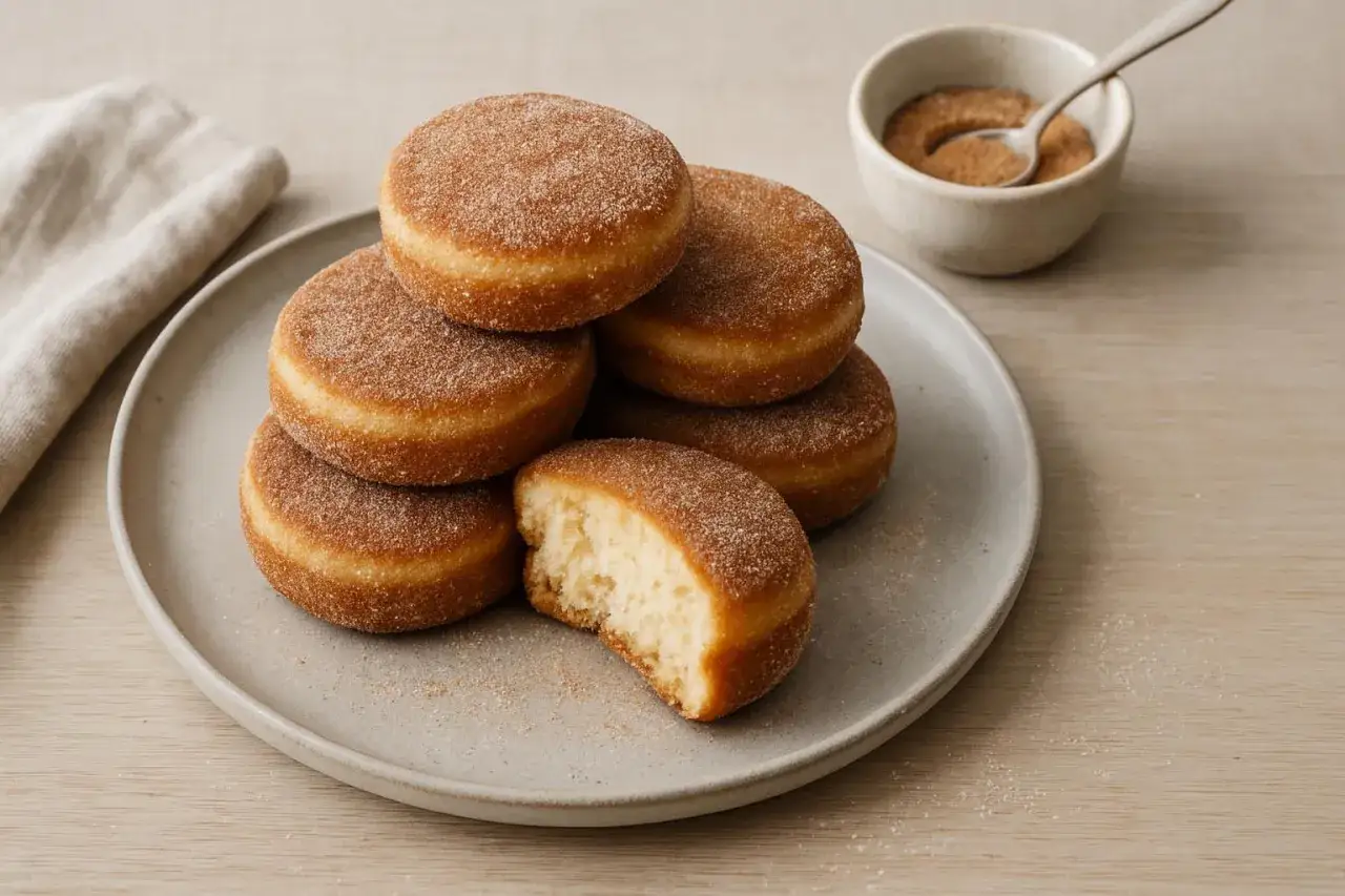 En hög med fluffiga krabbelurer, pudrade med socker och kanel. Perfekt för ett krabbelurer recept!