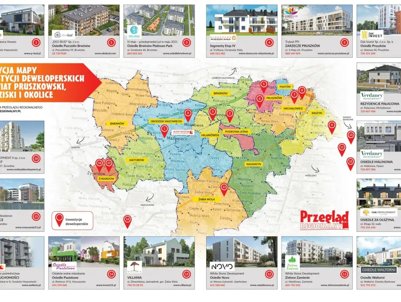 Przegląd inwestycji deweloperskich w Pruszkowie i okolicach. Ceny mieszkań w Pruszkowie i regionie.