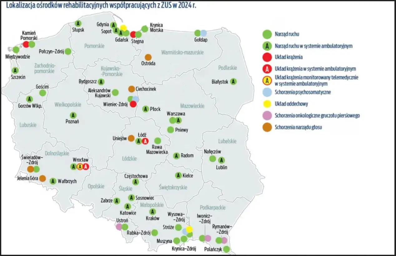 czas oczekiwania sanatorium NFZ mapa