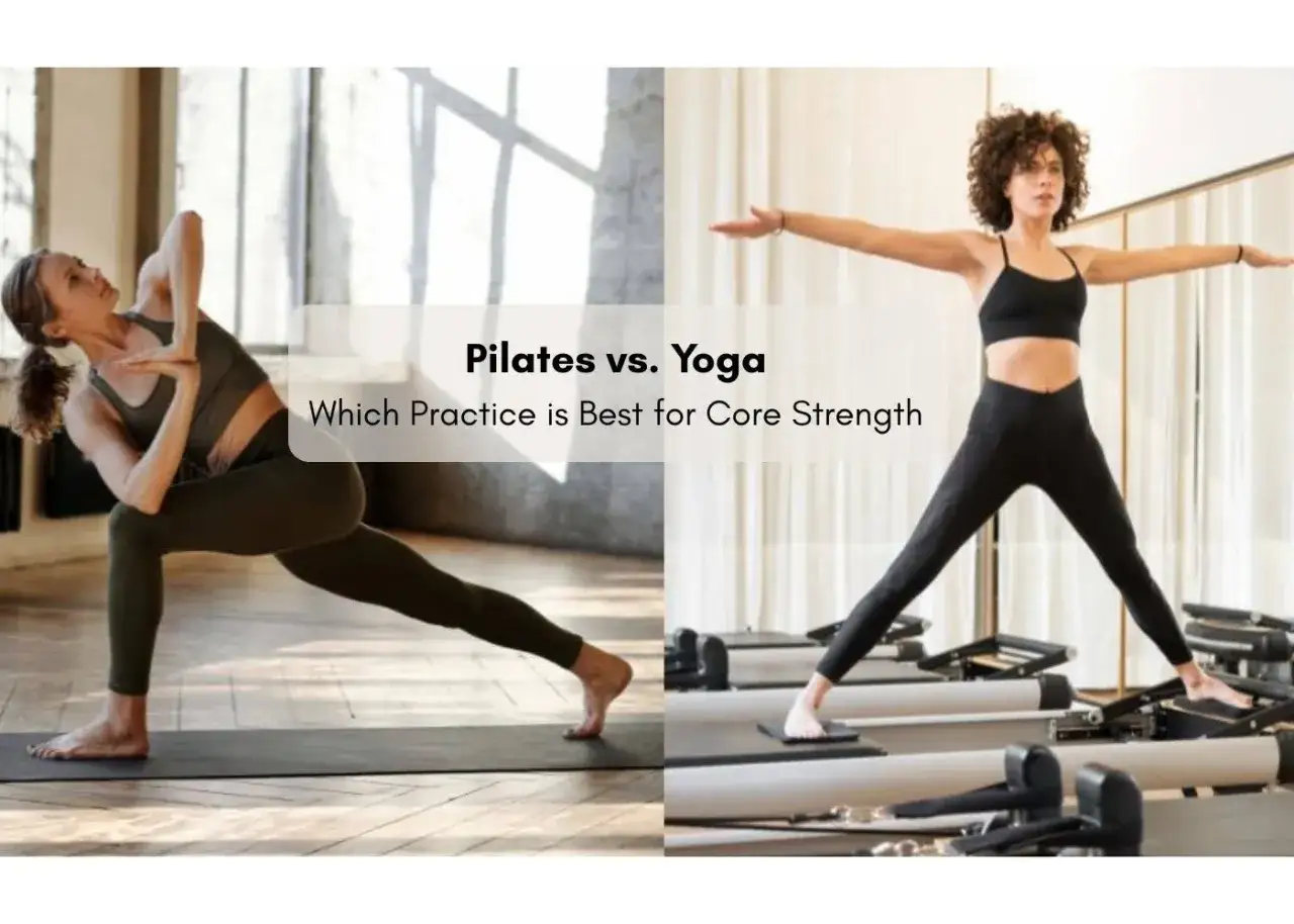 Kvinnor utför pilates och yoga, som båda fokuserar på core-styrka.