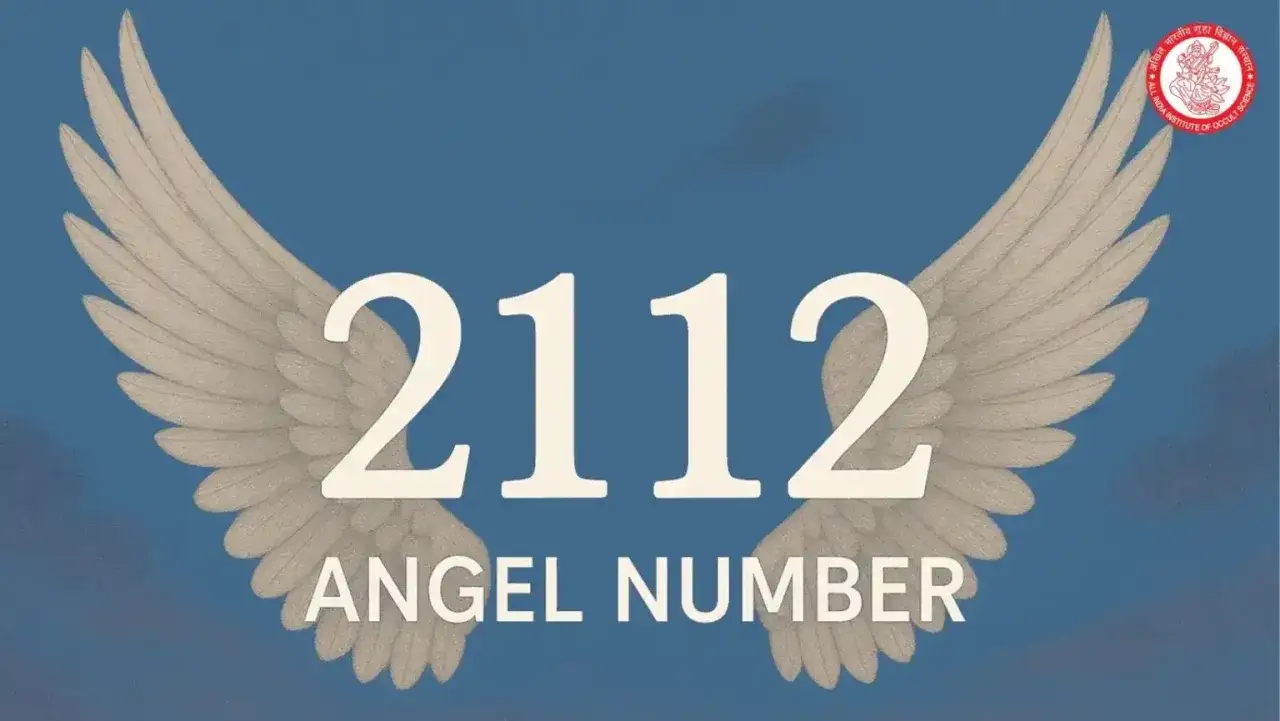 Anielskie 2112 znaczenie: skrzydła anioła otaczają liczby 2112, symbolizując duchowe przesłanie.