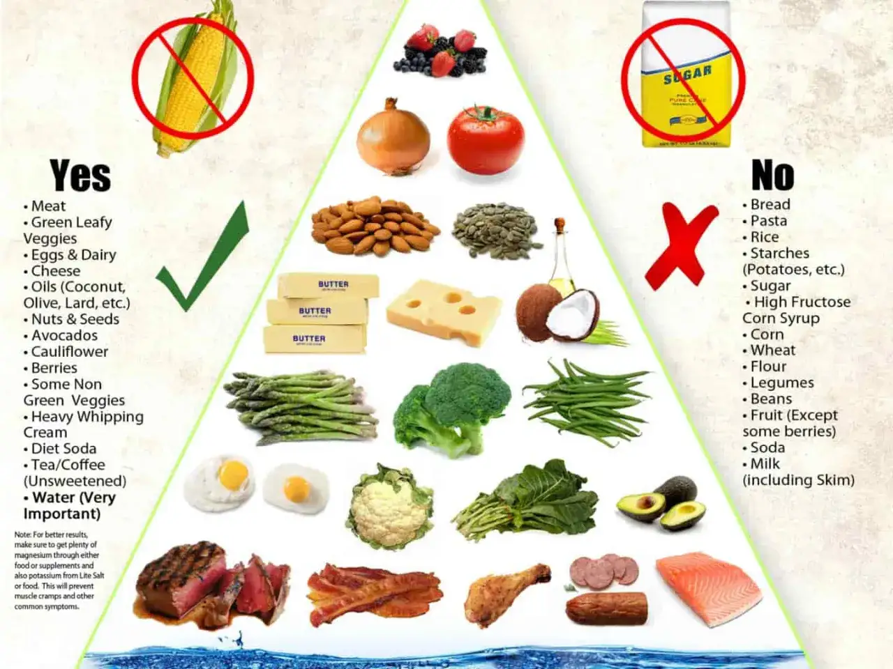 Na czym polega dieta keto: lista produkt&oacute;w dozwolonych (mięso, warzywa, nabiał, tłuszcze) i zakazanych (cukier, zboża, owoce).