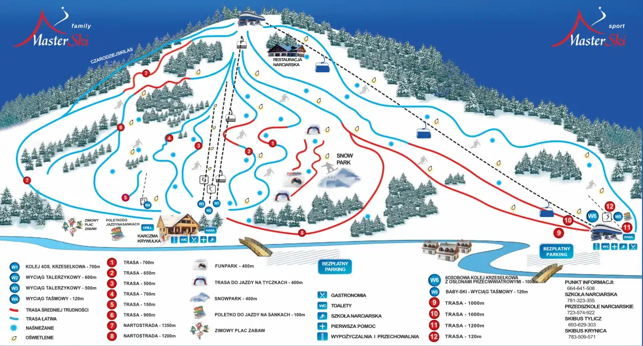 Mapa stok&oacute;w narciarskich wok&oacute;ł Krakowa