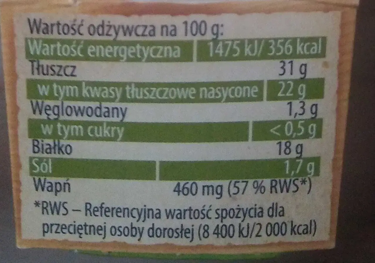 Tabela wartości odżywczych sera camembert: 31g tłuszczu, 18g białka. Czy ser camembert jest zdrowy? Zależy od diety.