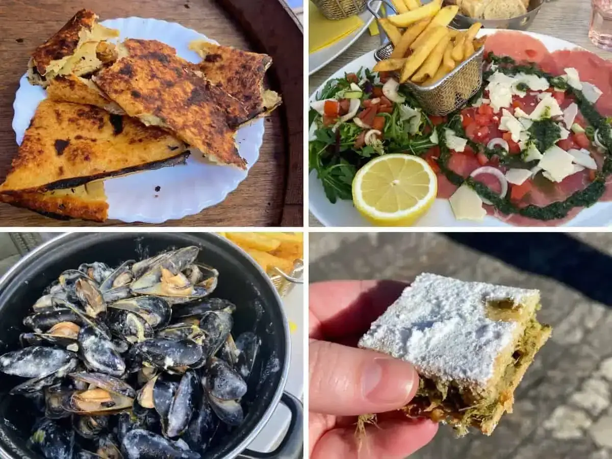 Pyszne jedzenie w Nicei: carpaccio, mule, placek i coś na słodko. Nicea ceny są przystępne.