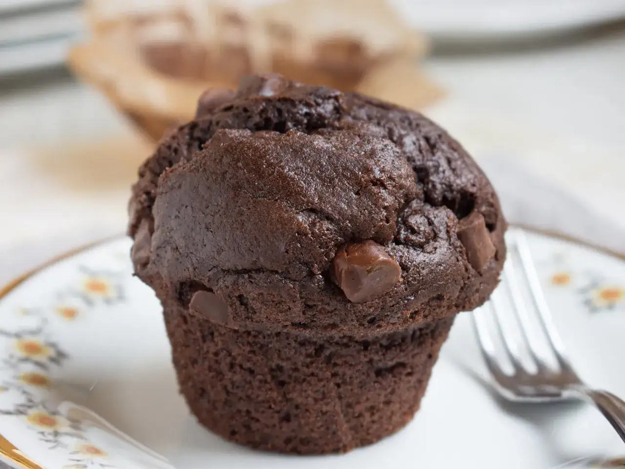 Saftige Muffins mit Joghurt und Schokolade, perfekt für den Kaffeetisch.