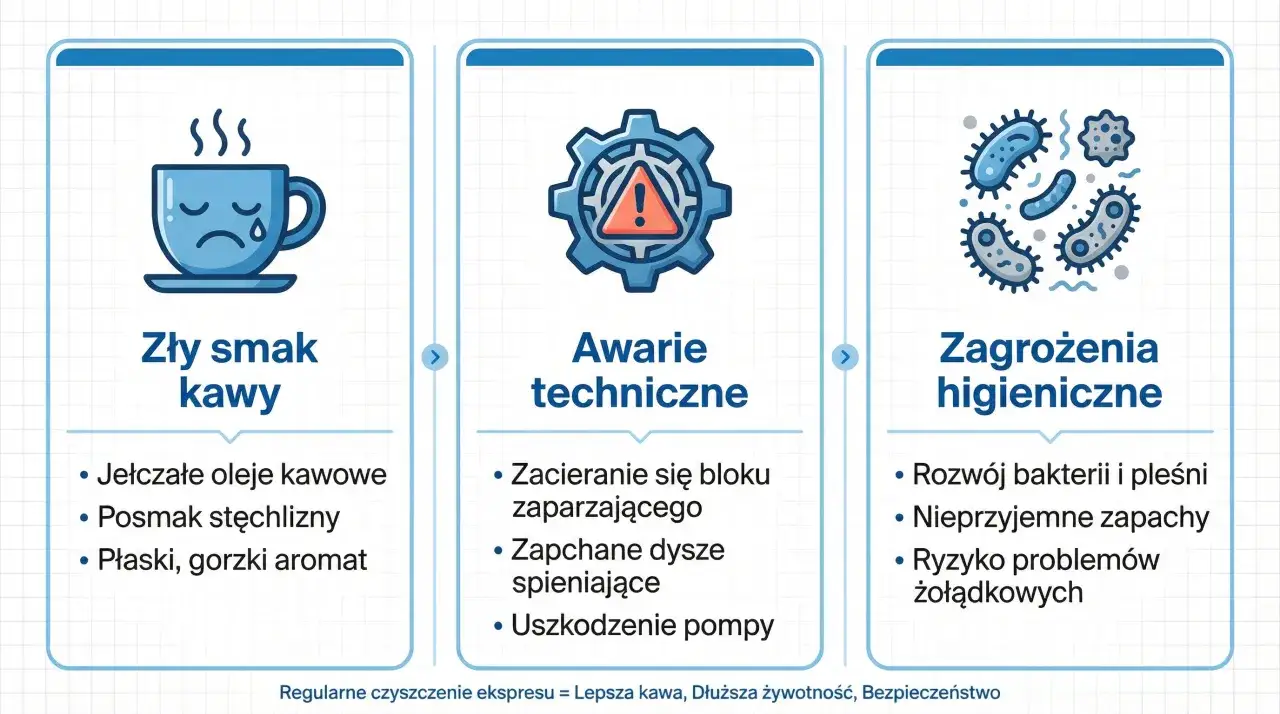 Zły smak kawy, awarie techniczne i zagrożenia higieniczne to skutki zaniedbania ekspresu. Czy warto płacić za profesjonalny serwis ekspresu czy wystarczy domowe odkamienianie? Regularne czyszczenie zapewnia lepszą kawę i bezpieczeństwo.