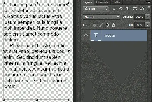Photoshop tekst punktowy vs akapitowy