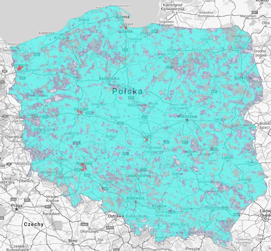 Mapa zasięgu 5G w Polsce