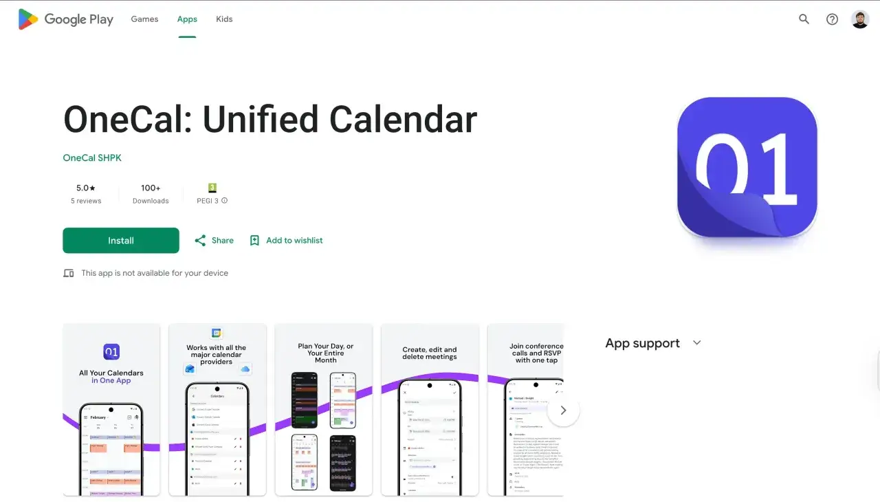 Application calendrier gratuit Android : OneCal unifie tous vos agendas. Planifiez, créez et gérez vos réunions facilement.