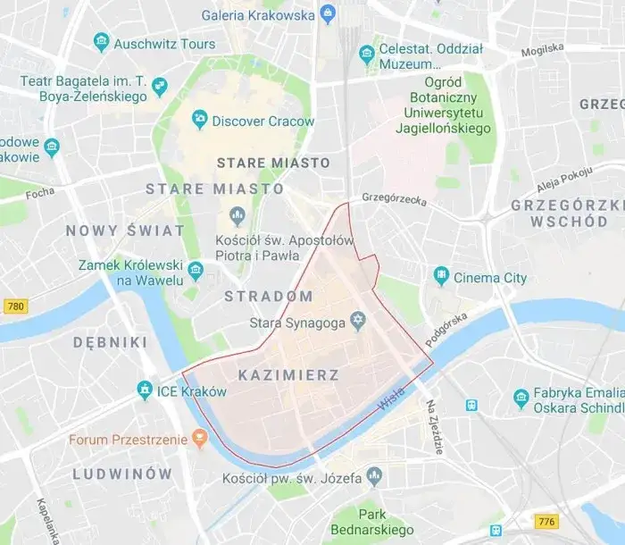 Kulinarny Kazimierz Kraków mapa restauracji