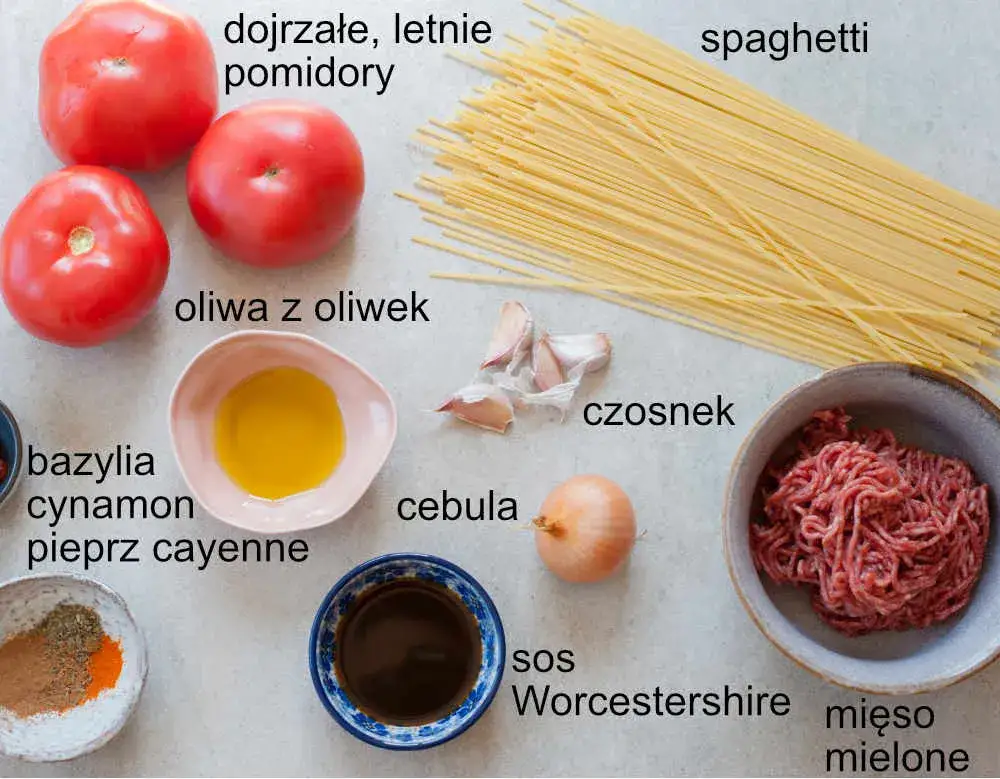 składniki spaghetti bolognese