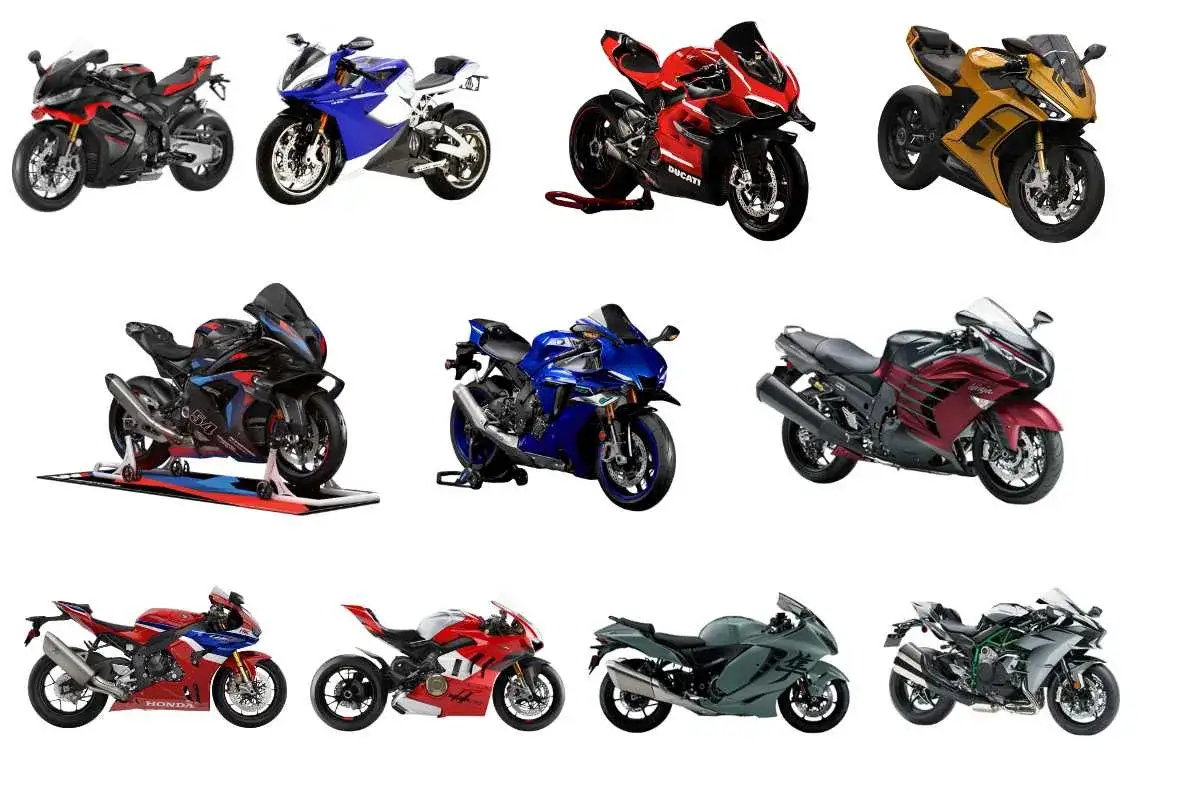 Kolekcja sportowych maszyn, idealnych na najszybsze motocykle na A2. Różne marki i kolory, gotowe do szaleństwa na drodze.