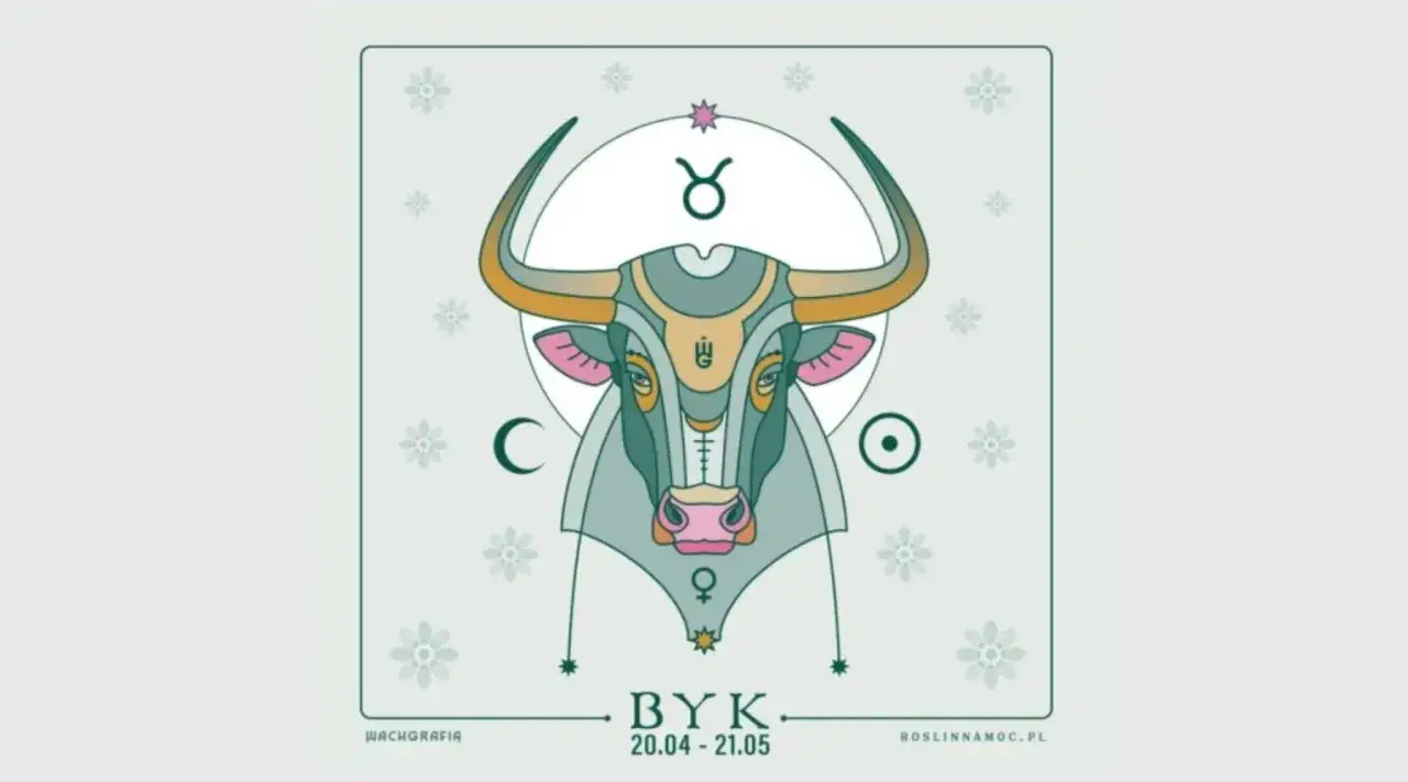 Stylizowany Byk, symbol znaku zodiaku, zapowiada horoskop tygodniowy dla Byków.