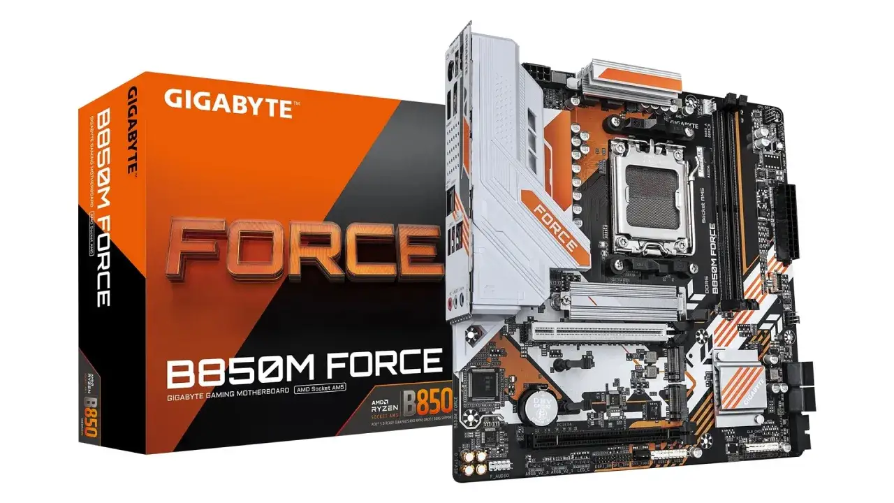 Płyta główna Gigabyte B850M FORCE z gniazdem AM5, gotowa na moc obliczeniową.