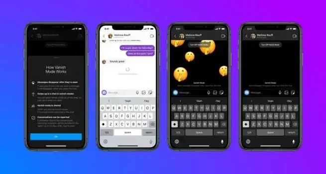 Messenger tryb znikających wiadomości powiadomienie zrzut ekranu