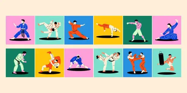 różne style sportów walki infografika