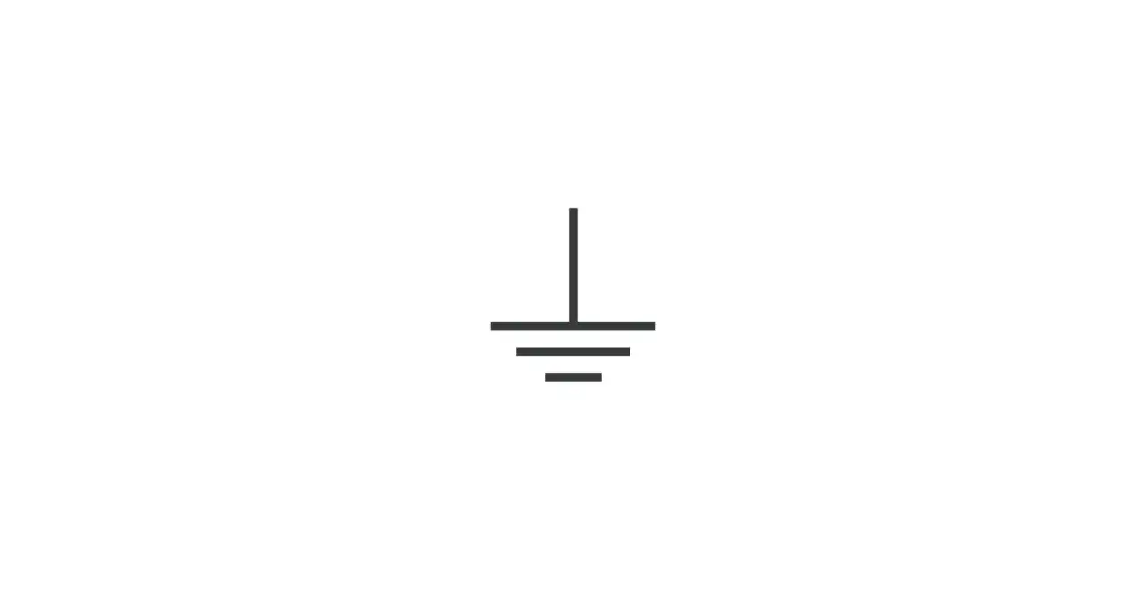 Symbol uziemienia. Linie poziome symbolizują ziemię, do której podłączony jest przewód.