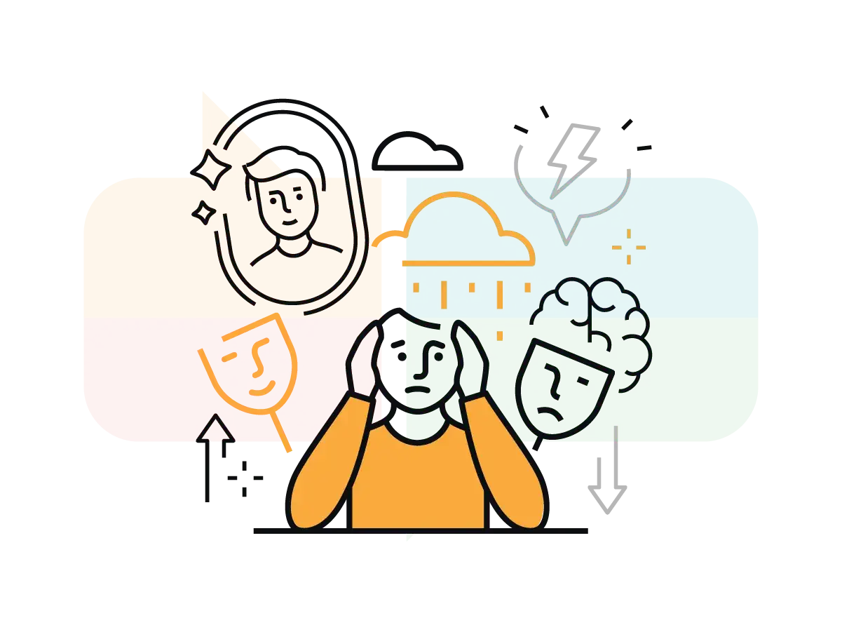 Ilustracja pokazuje osobę zmagającą się z problemami psychicznymi, zastanawiającą się, psychoterapia co to.