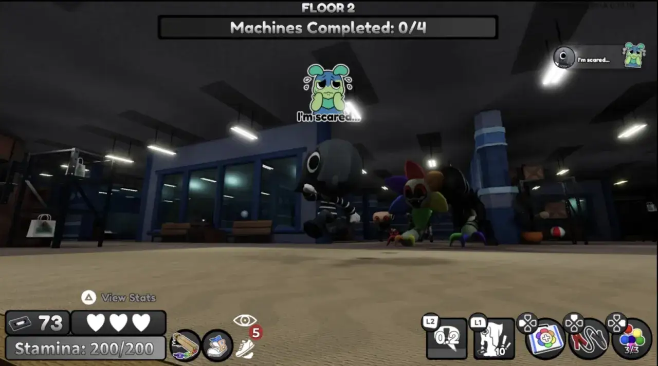 Postacie z gry Roblox na PS5, jedna z nich mówi
