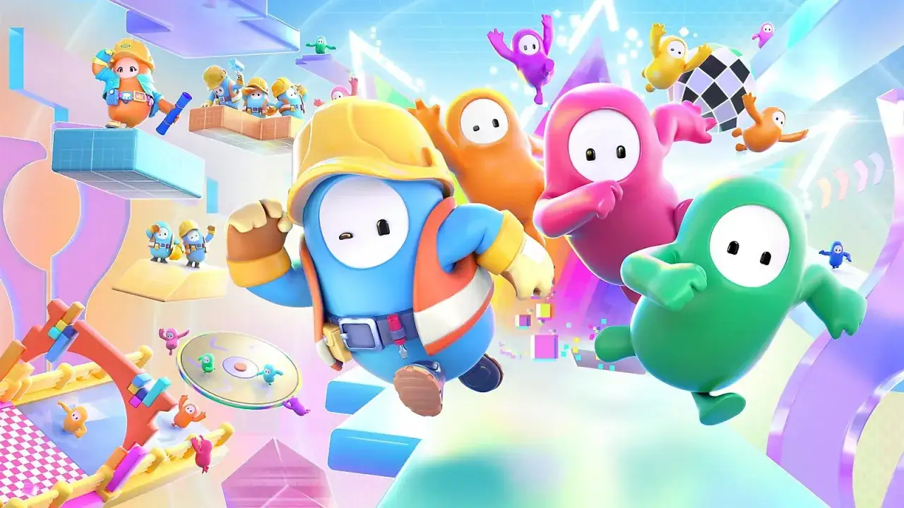 Personajes de colores compiten en un mundo de fantasía, ¡perfecto para tus juegos gratis PS5!