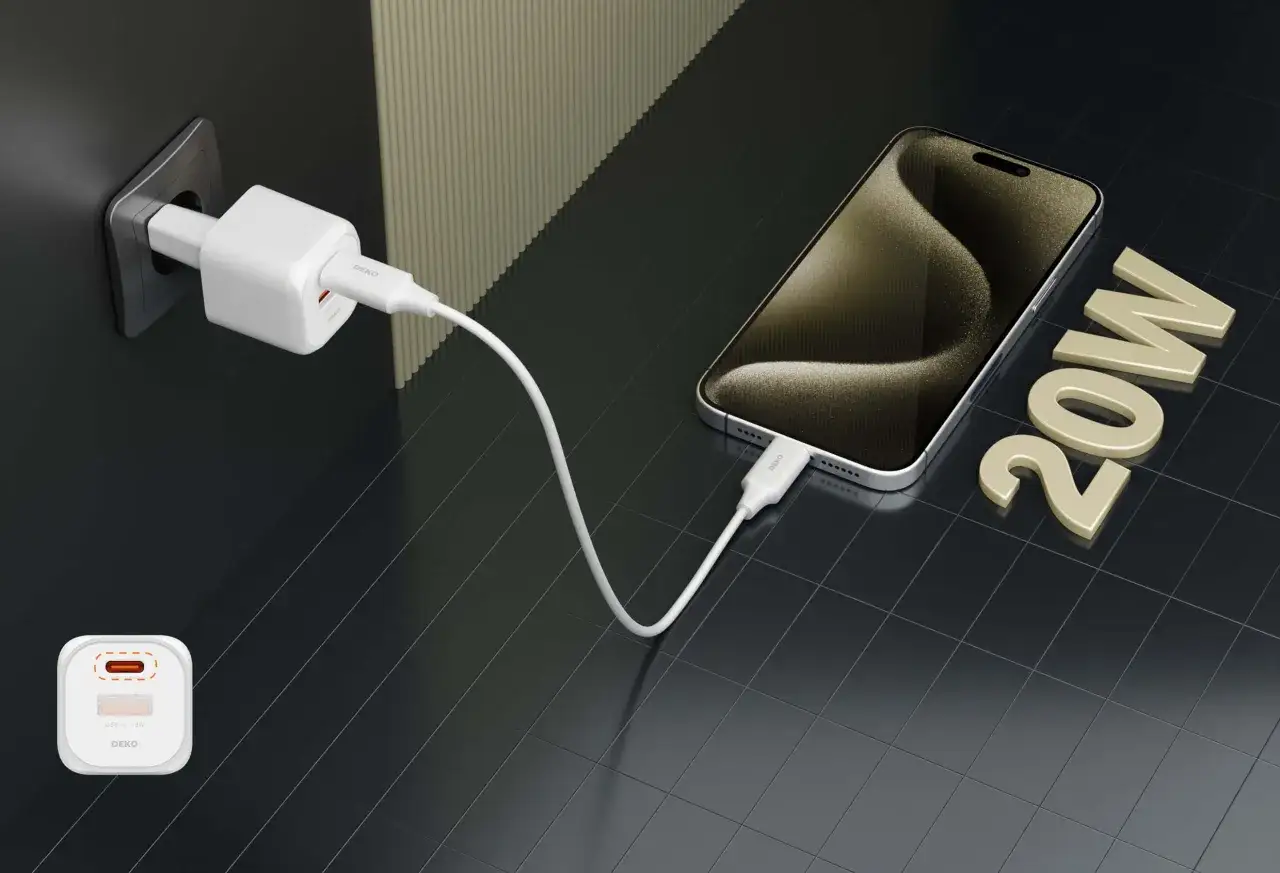 r&oacute;żne ładowarki do iPhone'a 5W 20W GaN