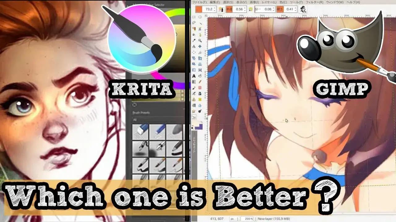 porównanie interfejsów GIMP Photopea Krita