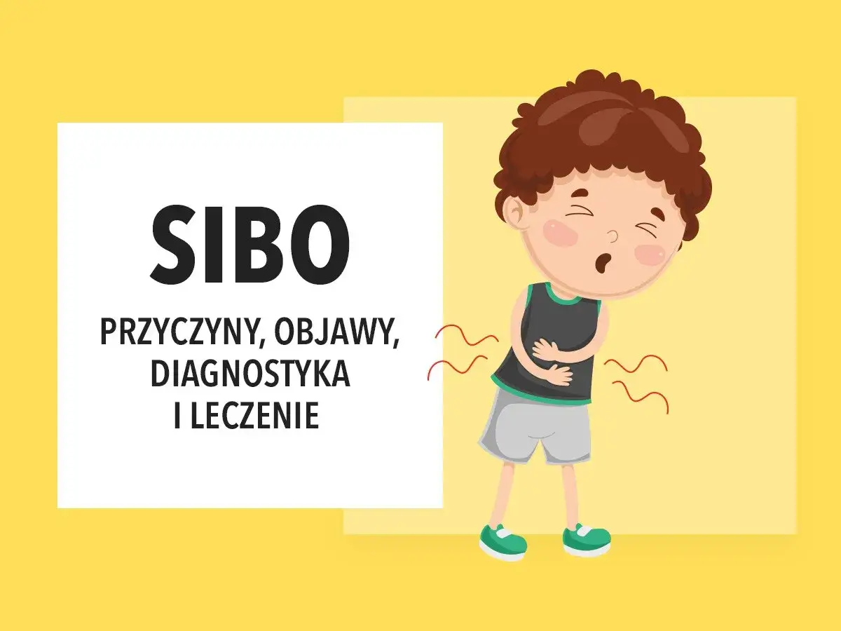 Chłopiec cierpi na bóle brzucha. Grafika wyjaśnia, sibo co to jest: przyczyny, objawy, diagnostyka i leczenie.