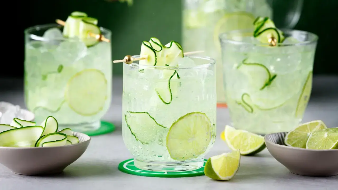 Erfrischender Gin Tonic mit Gurke und Limette. Das perfekte Rezept für heiße Tage.