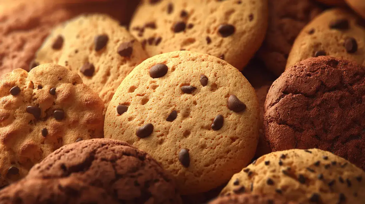Nahaufnahme von Schokoladenkeksen, die zum **crumble cookie rezept** passen.