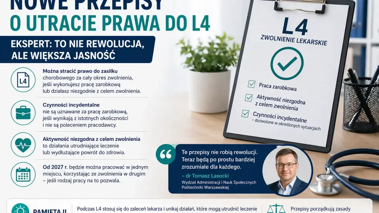 Czy można dać wypowiedzenie będąc na L4? Obraz wyjaśnia zasady dotyczące pracy zarobkowej i czynności incydentalnych podczas zwolnienia lekarskiego.