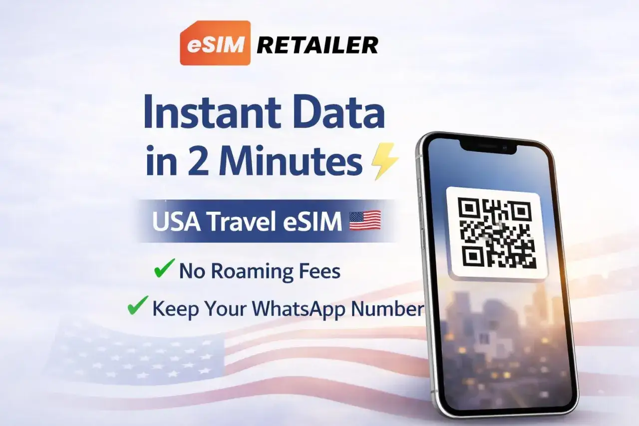 eSIM RETAILER: natychmiastowy dostęp do danych w 2 minuty, bez opłat za roaming, z USA Travel eSIM. Skanuj kod QR na telefonie.
