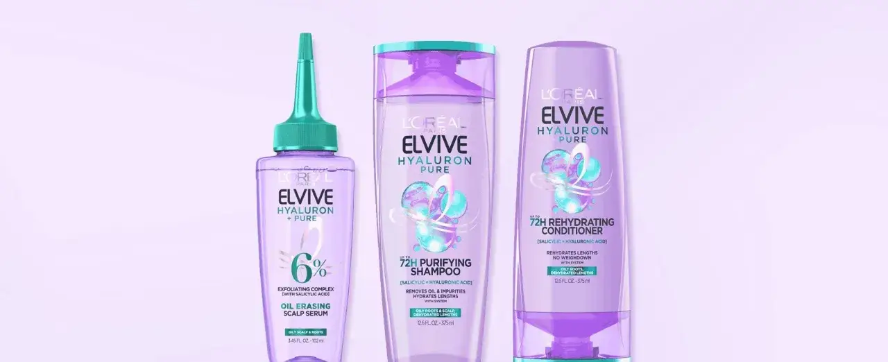 Zestaw L'Oréal Elvive Hyaluron Pure: serum, szampon i odżywka. Pomogą Ci rozwiązać problem, co zrobić żeby włosy się nie przetłuszczały.