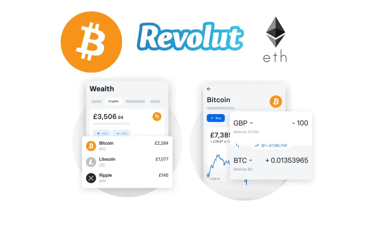 Revolut kryptowaluty interfejs