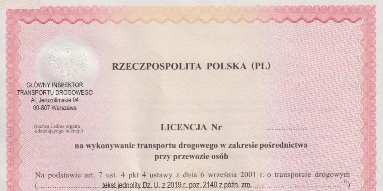 licencja na pośrednictwo w transporcie wzór
