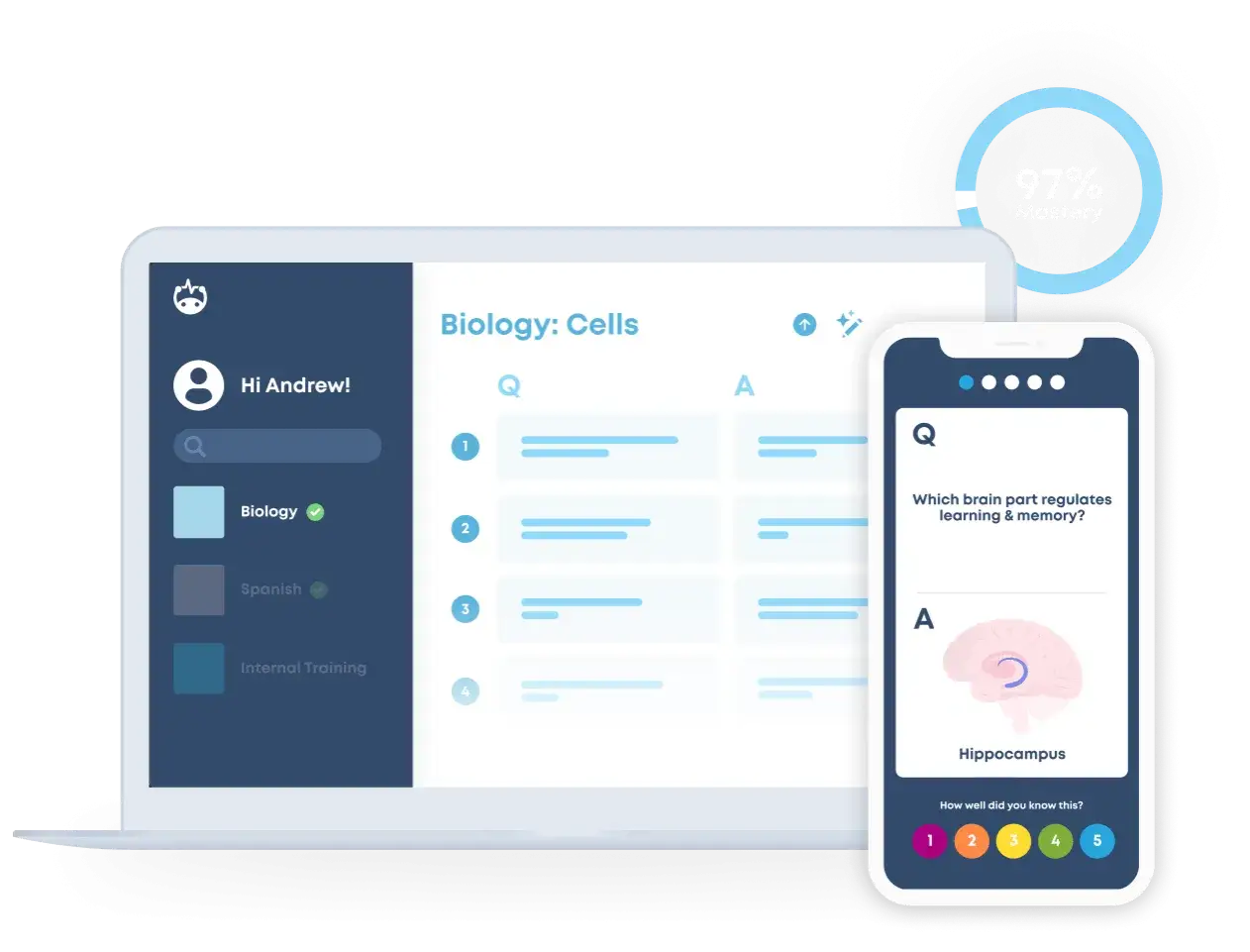 Lernen mit kostenlosen Karteikarten online. Biologie-Quiz auf Laptop und Smartphone, mit 97% Meisterschaft.