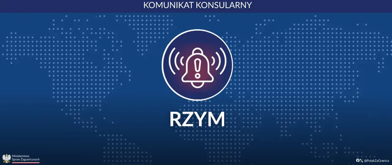 Komunikat konsularny z Rzymu. Czy do Włoch potrzebny jest paszport? Dzwonek alarmowy symbolizuje ważne informacje.