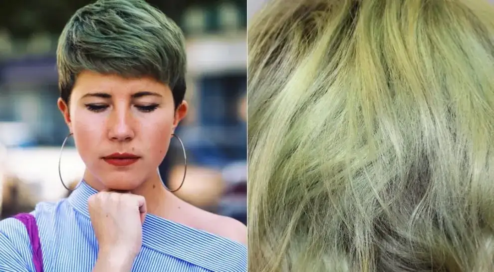 Włosy po hennie zielony odcień