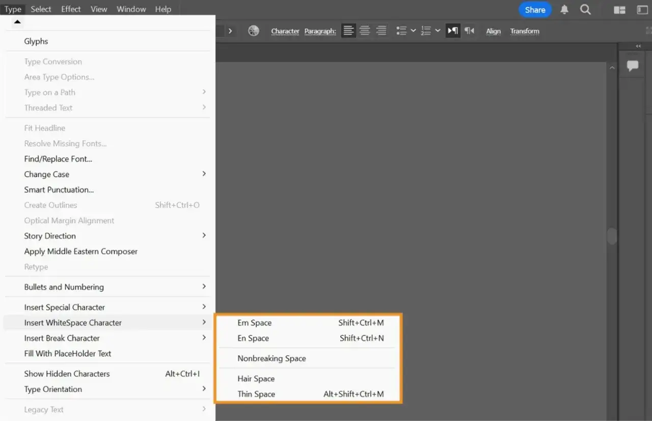 Menu programu graficznego, opcja