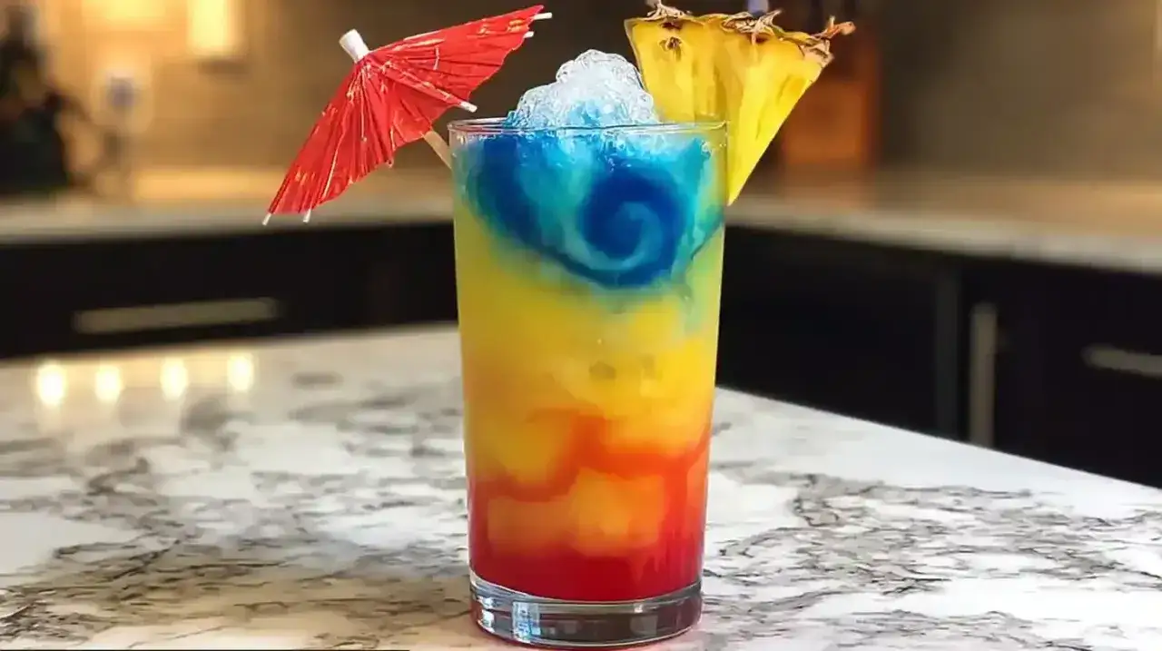 blue curacao cocktail, layered cocktail