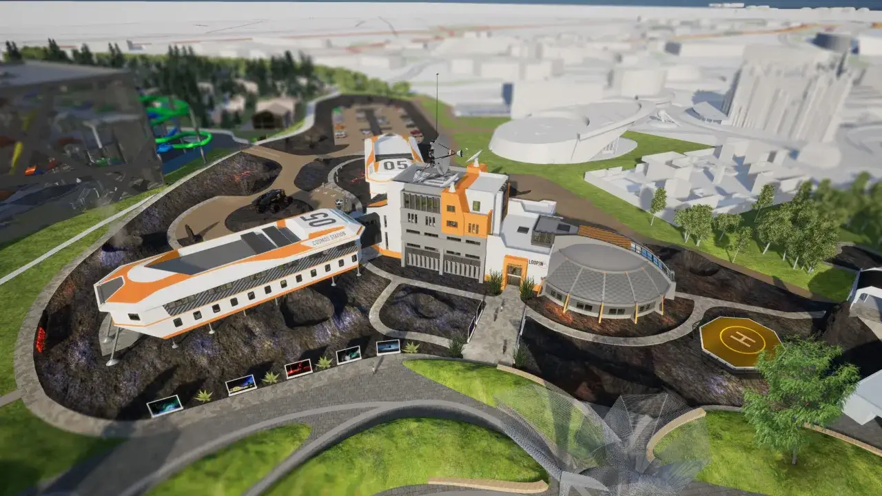 H&ocirc;tels th&eacute;matiques Futuroscope vue a&eacute;rienne