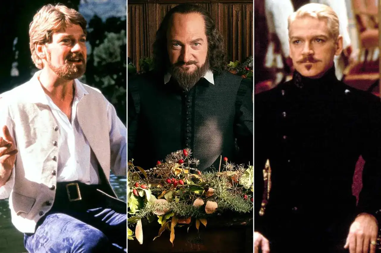 Poskromienie złośnicy obsada: Kenneth Branagh, David Warner i Christian Bale w scenach z filmu.