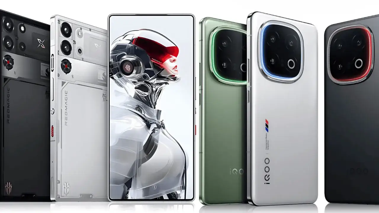 Nowe smartfony RedMagic i iQOO, idealne do gier mobilnych, prezentują futurystyczny design.