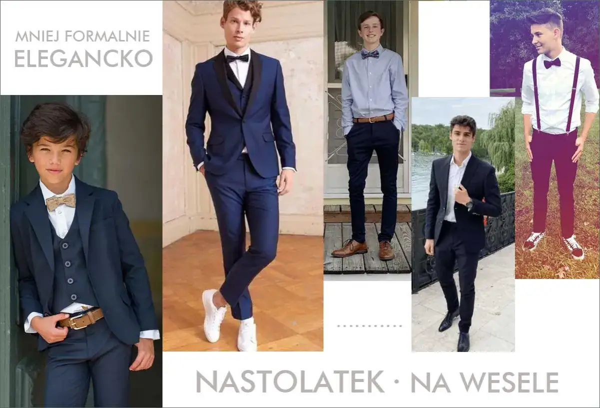 14-latek w garniturze na wesele, młodzieżowy styl